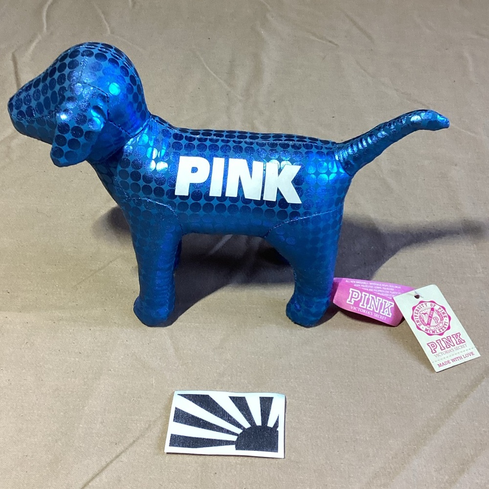 PINK Victoria's Secret Metallic Blue "PINK" Mini Dog Plush